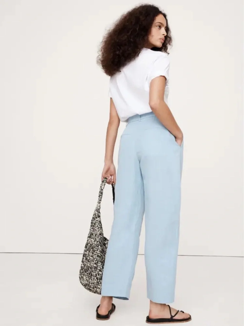 NWT! BANANA REPUBLIC BABY BLUE HIGH-RISE BARREL TENCEL™-LINEN PANT 📰
